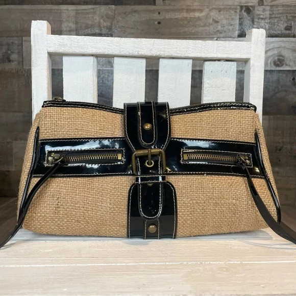 ABS by Allen Schwartz Patent Leather/Jute Clutch • Never Used - Picture 1 of 5